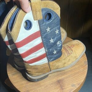 Kids Star and Stripe Boots in Tan and Blue